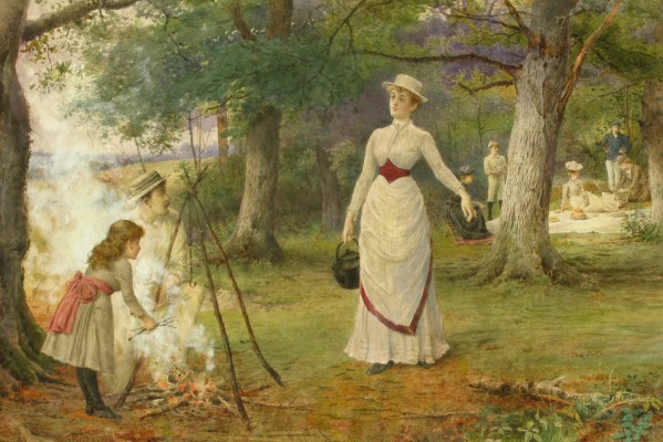Making tea at a picnic by George Goodwin Kilburne
